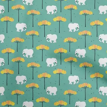 oneOone Ткань Cotton Flex Dark Teal Green, детская, с рисунком в виде животных, от The Yard, 40 дюймов 42InchWide-ViscoseChiffon мятный зеленый