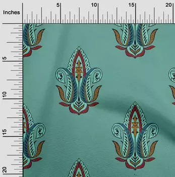 oneOone Ткань Cotton Flex Dusty Teal Green Leaf & Paisley Block Швейные проекты для творчества Ткани Принты по ярдам 40 дюймов 42 Inch Wide - Viscose Chiffon светло-зеленый
