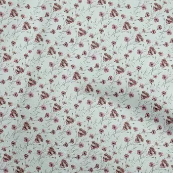 oneOone Ткань Cotton Flex Mint Green с акварельным цветочным принтом, ткань для платья, ярд, 40 дюймов 42 Inch Wide - Viscose Chiffon фиолетовый