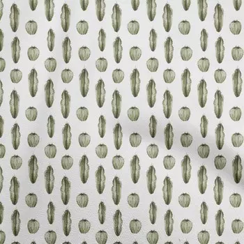oneOone Ткань Cotton Flex Olive Green, швейный материал с принтом «Кактус», по ярдам, 40 дюймов 42 Inch Wide - Viscose Chiffon чёрный