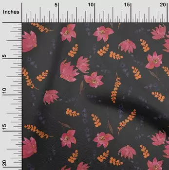 OneOone жоржет вискозная темно-серая ткань с листьями и цветами, ткань для шитья во дворе с принтом, принадлежности для шитья одежды своими руками, 42 дюйма 42 Inch Wide - Viscose Chiffon темно-серого