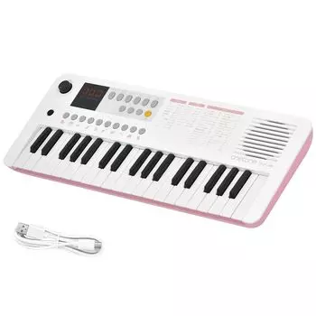 Onetone Electronic Mini 37 LED Japanese Cable Keyboard, Keys, Display, USB-MIDI Compatible, Writing, OTK-37M/WHPK (USB Included)