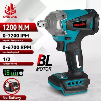 ONEVAN 1200N.M бесщеточный электрический ударный гайковерт 1/2 дюйма беспроводной шестигранный набор головок 3 в 1 отвертка инструмент для Makita 18 В аккумулятор Without Battery