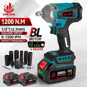 ONEVAN 1200N.M крутящий момент бесщеточный электрический ударный гайковерт 1/2 дюйма беспроводной электрический гайковерт электроинструменты для Makita 18 В аккумулятор NO Battery-12pcs Set