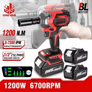 ONEVAN 21 В бесщеточный электрический ударный гайковерт 1200 Нм DTW500 аккумуляторный ключ электрическая отвертка электроинструмент для батареи Makita 1 Battery-EU