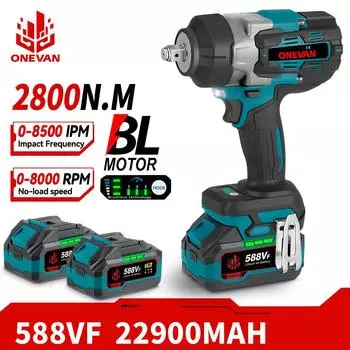 ONEVAN 2800N.M 2800W бесщеточный электрический ударный гайковерт 1/2 дюйма беспроводной ударный гайковерт отвертка инструмент для Makita 18V аккумулятор Without Battery