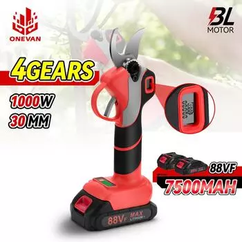 ONEVAN 30 мм 4 передачи, бесщеточные электрические секаторы, аккумуляторные, фруктовые деревья, обрезка бонсай для Makita, батарея 18 В 1 Battery-EU