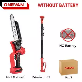 ONEVAN 4900W бесщеточная телескопическая электрическая цепная пила 2в1 для сада, обрезки веток, деревообработки, для аккумулятора Makita 18 В Without Battery