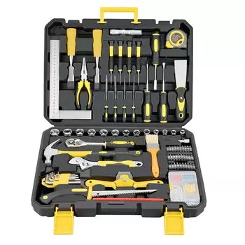ONEVAN Tool 138 предметов домашний инструмент DIY рабочий инструмент мебель ремонт инструмент хранения кейс желтый набор, набор, набор, набор, сборка, набор, в комплекте,
