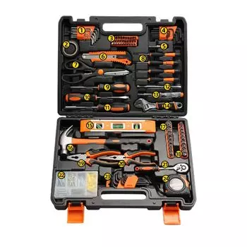ONEVAN Tool 144 предмета домашний инструмент DIY рабочий инструмент мебель ремонт инструмент для хранения кейс оранжевый набор, набор, набор, набор, сборка, набор, в комплекте,