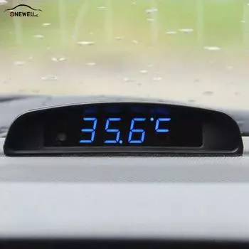 ONEWELL 3 в 1 автоматические часы, термометр и монитор напряжения, автомобильные электронные часы, ночные огни, измеритель температуры и напряжения белый
