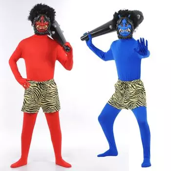 Oni Bean Oni Oni Полный комплект Blue Oni Oni 6 предметов Платье унисекс [iinoo] Маска, Сэцубун, Метание, Косплей, Истребление, [Красный Oni, Парик, Штаны, Клуб,