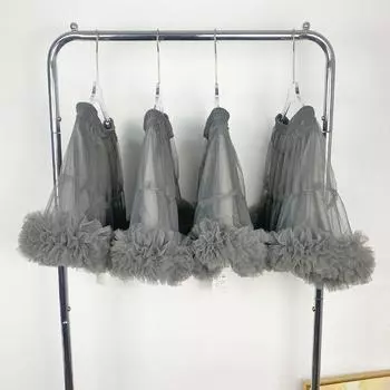 Oni Ins Niche Style Cloud Cake Skirt Mesh Grey All yards