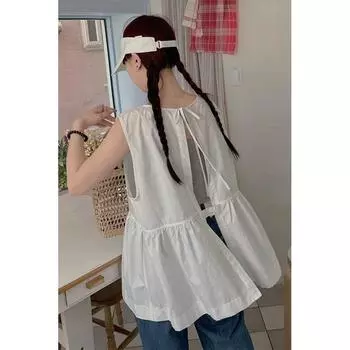 Oni Ins Shoelace Loose Vest Sleeveless Shirt White One size