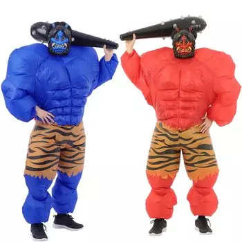 Oni Косплей Воздушный шар Кигуруми Setsubun Bean Throwing Oni Killing Полный комплект Синий Они Синий Маскарадный Костюм Кигуруми Унисекс [iinoo] [Красный Они, Они, Маска,