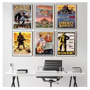 Они не пройдут Франция, классические картины на холсте, винтажные настенные постеры, наклейки, домашний декор, подарок, винтажный пропагандистский плакат WW1 21cm30cm NoFrame