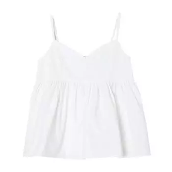 Они Ниша Свободный Однотонный V-образный Топ на Бретелях White in stock and fast delivery All yards