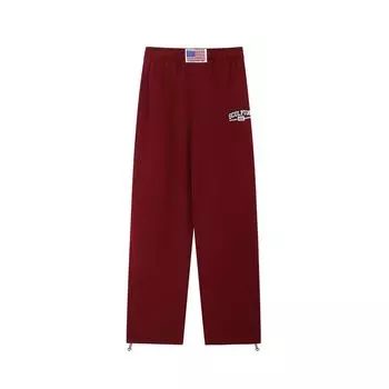Oni Retro Spring and Autumn Loose Wide Leg Straight Casual Pants Wine red S