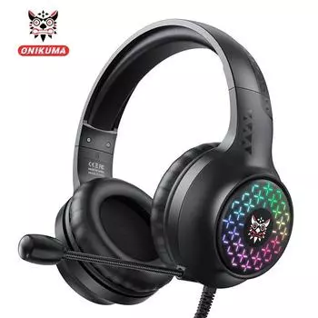 ONIKUMA 3,5 мм USB проводные игровые наушники 40 мм большой привод гарнитура RGB HD микрофон с шумоподавлением, совместимый с ноутбуком