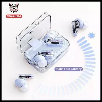 ONIKUMA ANC Беспроводные наушники с шумоподавлением Игровые наушники с низкой задержкой и HD-микрофоном Удобная гарнитура-вкладыш для всех смартфонов