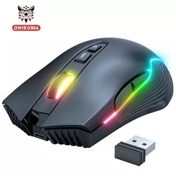 ONIKUMA Беспроводная игровая мышь USB 2,4G RGB Golwing 3000 точек на дюйм Игровые мыши Батарея большой емкости Мышь для игрового офиса Удобная на ощупь рука