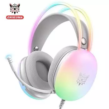 ONIKUMA RGB светящиеся проводные игровые наушники сабвуфер стерео с микрофоном HD с шумоподавлением для игр удобные наушники гарнитура