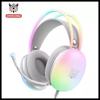 ONIKUMA RGB светящиеся проводные игровые наушники сабвуфер стерео с микрофоном HD с шумоподавлением для игр удобные наушники гарнитура