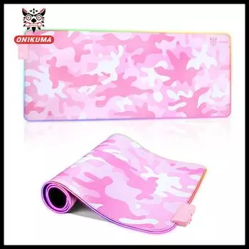 ONIKUMA RGB светящийся коврик для мыши 31*12 дюймов, высококачественный нескользящий коврик для мыши для игр, крутой свет с переключателем