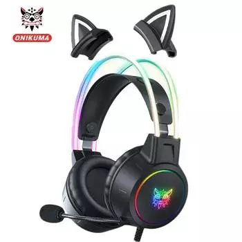 ONIKUMA X15 Pro Проводные наушники с RGB-головкой, гибкая кнопка управления микрофоном, игровая гарнитура, геймер для вычислительного ПК