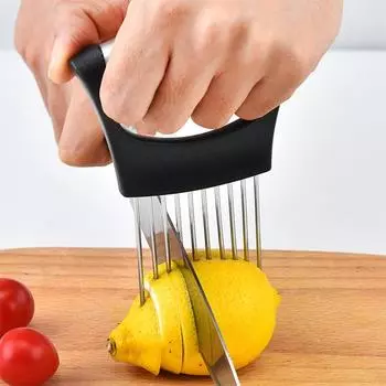 Onion Slice Holder with Anti-Slip Handle Kitchen Chopper Slicing Tool Vegetable Tomato Shredder for Slicing Fruit Meat