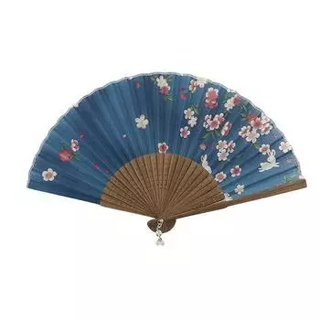 Onishi Fan Ripple Cloth Fan Ladies Sakura [Ken Manufacturer] 20~21cm 53-273 Rabbit/Blue