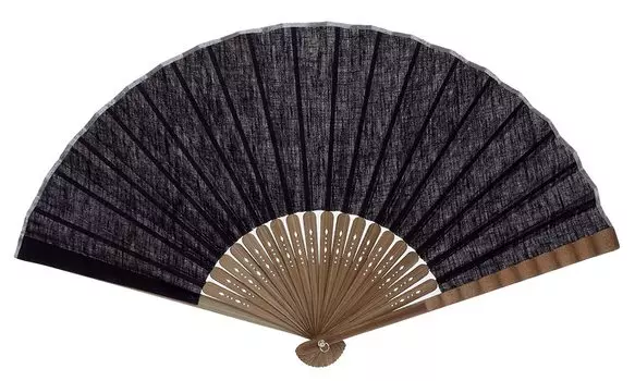 Onishi Ken Manufacturer Hemp Dungaree Fan 23cm Black Ripple S22-LID03