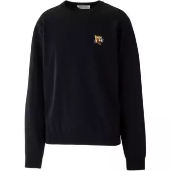 Onitsuka Tiger Embroidered Knit Crew Neck Long Sleeve Sweatshirt Unisex sweatshirt Black 2183B468-001 S
