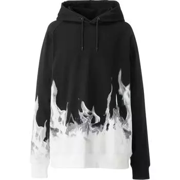 Onitsuka Tiger Flame Print Hoodie Long Sleeve Pullover Unisex Tops Black 2183B023-002