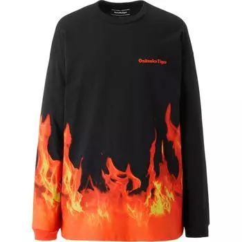 ONITSUKA TIGER Футболка Ls с графическим принтом, удобная и универсальная модная толстовка с круглым вырезом и длинными рукавами, топы унисекс 2183B024-003