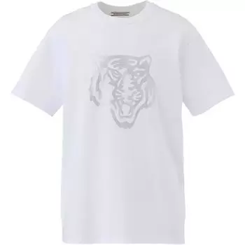 ONITSUKA TIGER Футболка-пуловер с круглым вырезом и принтом, со спущенным плечом и коротким рукавом, унисекс, белая 2183B455-100 L