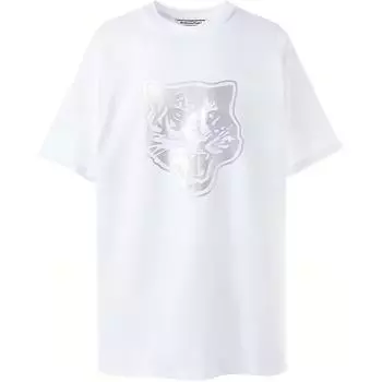 ONITSUKA TIGER Футболка с коротким рукавом с животным принтом, топы унисекс, белая 2183A460-102 S