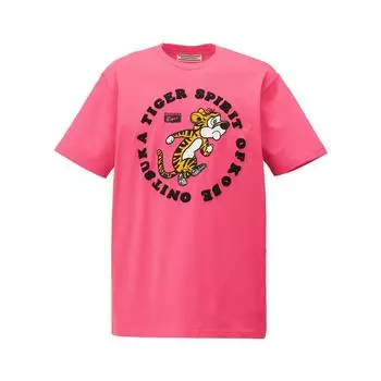 ONITSUKA TIGER Футболка с рисунком SS24, влагоотводящая, с круглым вырезом, коротким рукавом, унисекс, топы, розовая 2183B179-701 XS