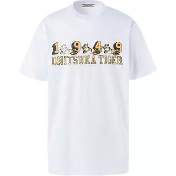 Onitsuka Tiger Round Neck Letter Number Print Short Sleeve T-Shirt Unisex T-Shirt White 2183A705-101