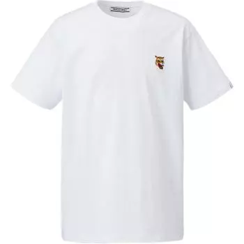 ONITSUKA TIGER Футболка с круглым вырезом и сплошным логотипом, футболка унисекс с коротким рукавом и заниженной линией плеч, цвет белый 2183B030-100 M