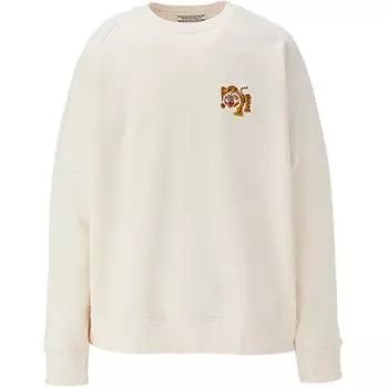 Onitsuka Tiger SS24 Solid Color Vintage Crew Neck Long Sleeve Sweatshirt Unisex Sweatshirt Light-Beige 2183B183-250 XS