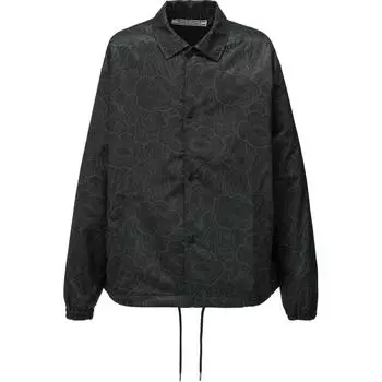 ONITSUKA TIGER SS25 Куртка на одной пуговице с принтом, с воротником поло, с длинным рукавом, унисекс, черная 2183B463-001 XS