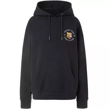 ONITSUKA TIGER Толстовка с капюшоном с логотипом бренда, буквенным принтом и вышитым рисунком животных, унисекс, черная 2183A922-007 S