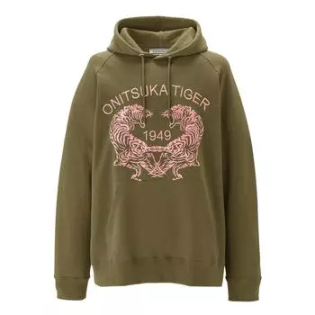 ONITSUKA TIGER Толстовка с капюшоном с вышитым логотипом, унисекс, зеленая 2183B185-300 XL