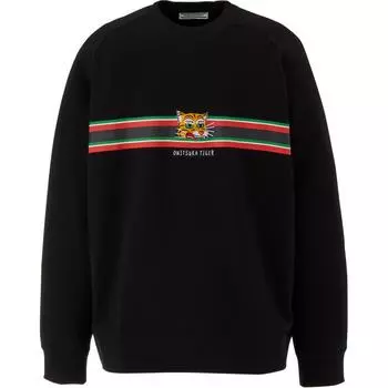 ONITSUKA TIGER Толстовка с рисунком из мультфильма, полосатый круглый вырез, свитер с длинным рукавом, унисекс, толстовка, черный цвет 2183B378-001 M