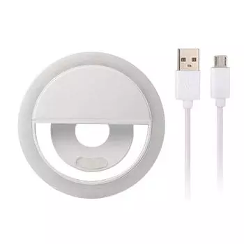 Онлайн-съемка селфи в реальном времени со светодиодной вспышкой, перезаряжаемой клипсой, заполняющей подсветкой One Size белый