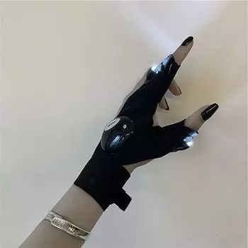 Online Influencer Disco Dancing Led Women s Instagram Dark Half Finger Gloves Left Hand [Single]] All yards