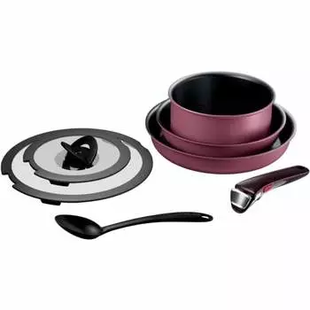 [Online only] Tefal Pot and frying pan set with removable handles, 7-piece set, compatible with IH gas fires, comes with a spoon convenient for frying