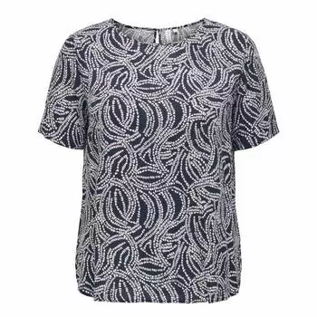 ONLY CARMAKOMA Женский топ с короткими рукавами и круглым вырезом с принтом 44 темно-синий