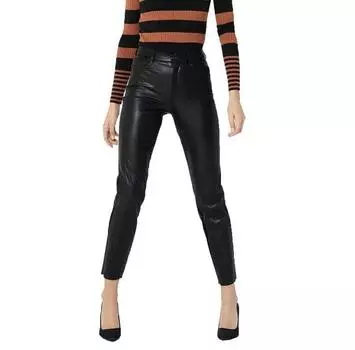 Only Emily Straight Ankle Faux Leather high waist брюки L/34